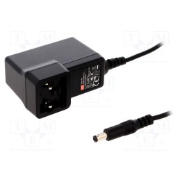 1 pcs x MEAN WELL - GEM18I05-P1J - Power supply: switched-mode, plug, 5VDC, 3A, 15W, Out: 5,5/2,1, 80%