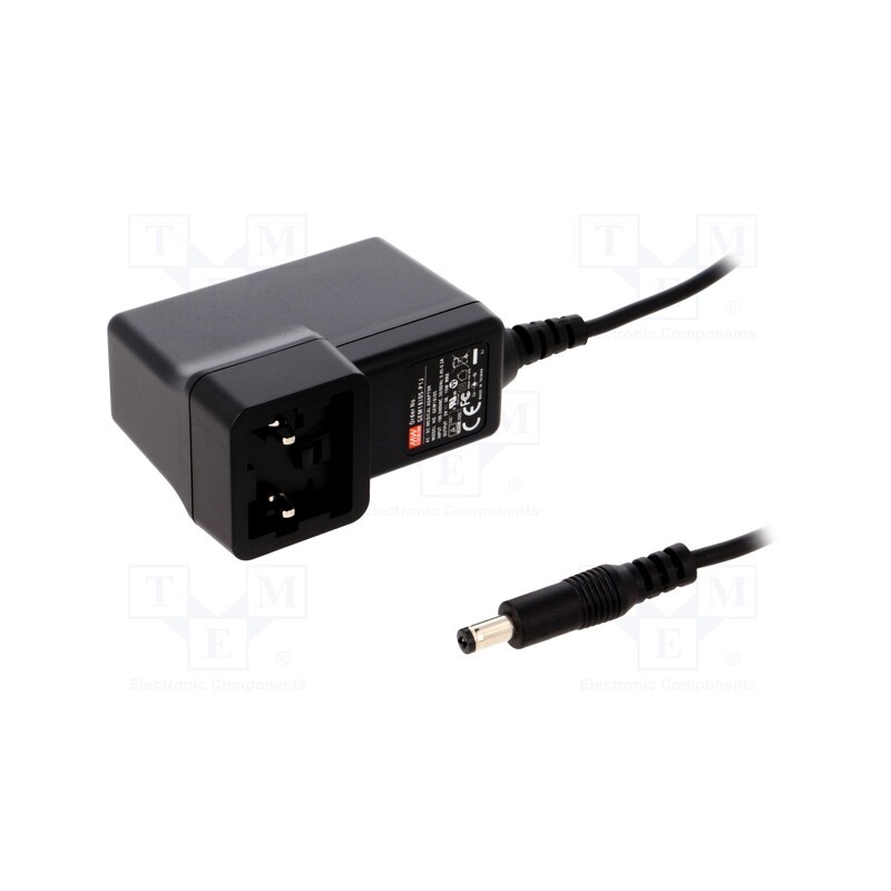 1 pcs x MEAN WELL - GEM18I05-P1J - Power supply: switched-mode, plug, 5VDC, 3A, 15W, Out: 5,5/2,1, 80%