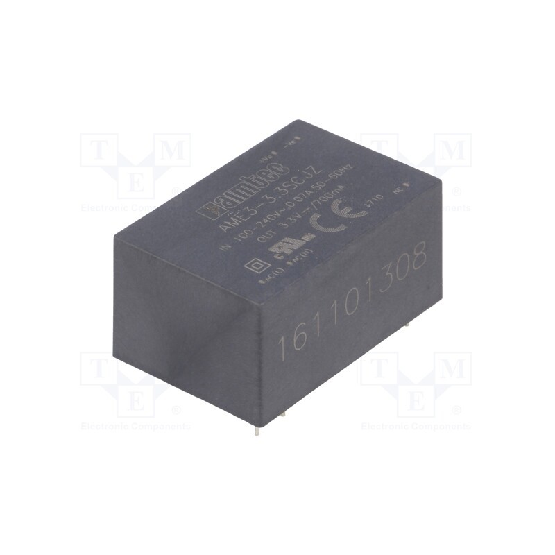 1 pcs x AIMTEC - AME3-3.3SCJZ - Converter: AC/DC, 3W, 85÷264VAC, Usup: 100÷370VDC, Uout: 3.3VDC