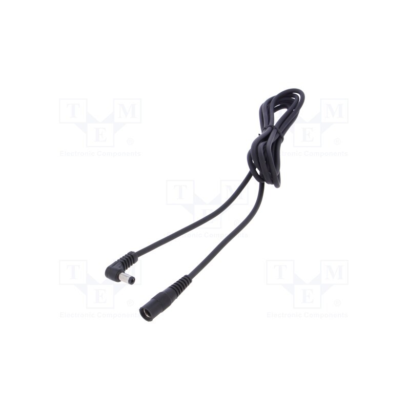 1 pcs x WEST POL - A25-C25-C100-200BK - Cable, 1x1mm2, DC 5,5/2,5 plug,DC 5,5/2,5 socket, angled, black