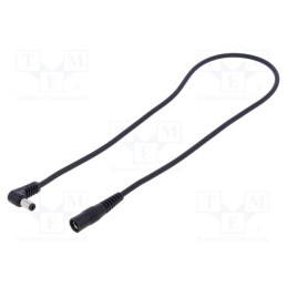1 pcs x WEST POL - A25-C21-C100-050BK - Cable, 1x1mm2, DC 5,5/2,1 socket,DC 5,5/2,5 plug, angled, black