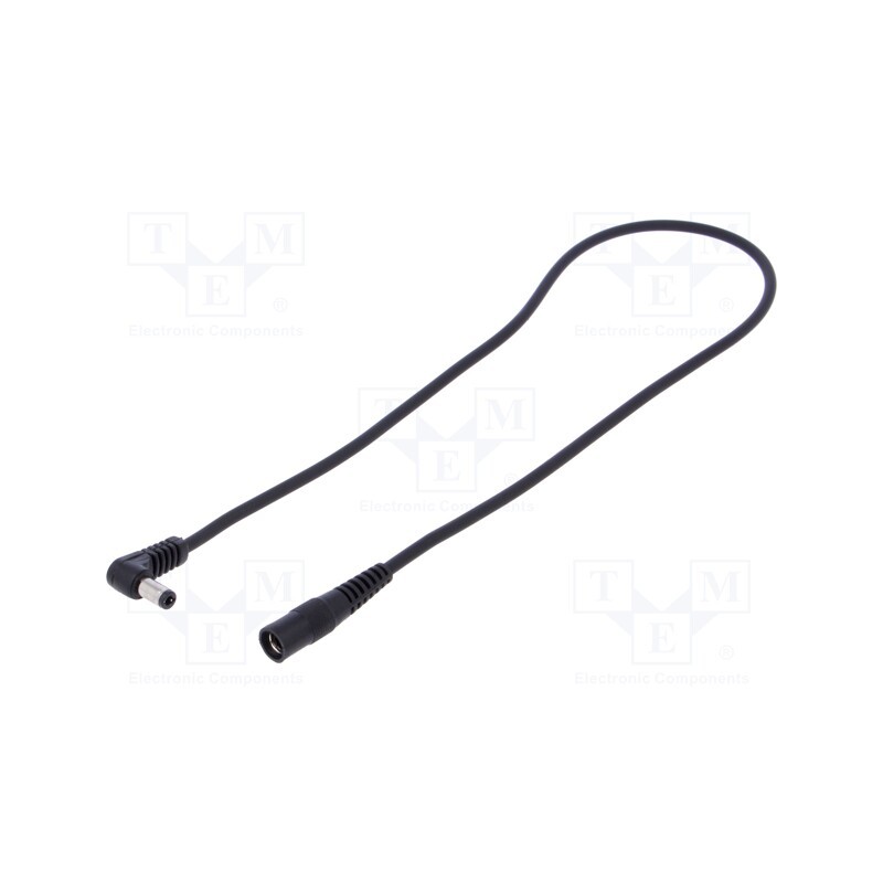 1 pcs x WEST POL - A25-C21-C100-050BK - Cable, 1x1mm2, DC 5,5/2,1 socket,DC 5,5/2,5 plug, angled, black