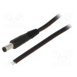 1 pcs x WEST POL - P21-TT-T075-150BK - Cable, 2x0.75mm2, wires,DC 5,5/2,1 plug, straight, black, 1.5m