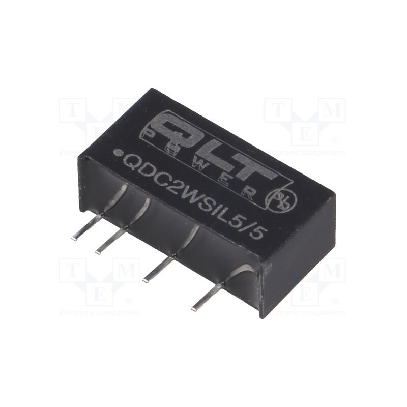 1 pcs x QLT POWER - QDC2WSIL5/5 - Converter: DC/DC, 2W, Uin: 4.5÷5.5V, Uout: 5VDC, SIL, Efficiency: 75%