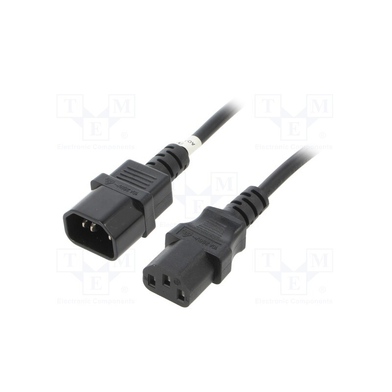 1 pcs x Goobay - 95124 - Cable, IEC C13 female,IEC C14 male, PVC, 0.5m, black, 10A, 250V
