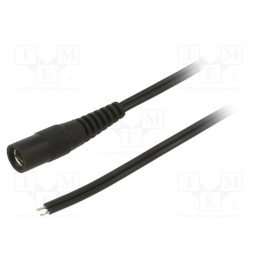 1 pcs x WEST POL - S21-TT-T050-500BK - Cable, 2x0.5mm2, wires,DC 5,5/2,1 socket, straight, black, 5m