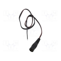 1 pcs x WEST POL - S25-TT-T075-025BK - Cable, 2x0.75mm2, wires,DC 5,5/2,5 socket, straight, black, 0.25m