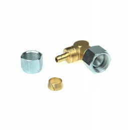 Angle connector for thermoplastic LPG hose on JIC