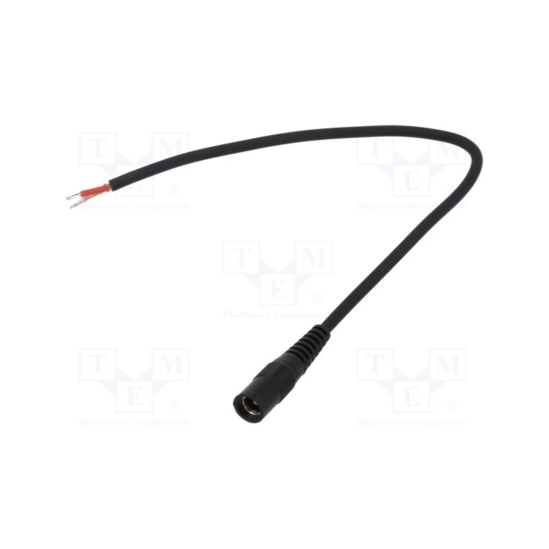1 pcs x WEST POL - S25-TT-C100-050BK - Cable, 1x1mm2, wires,DC 5,5/2,5 socket, straight, black, 0.5m