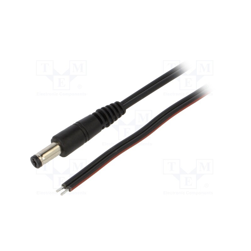 1 pcs x WEST POL - P55-TT-T075-150BK - Cable, 2x0.75mm2, wires,DC 5,5/1,7 plug, straight, black, 1.5m