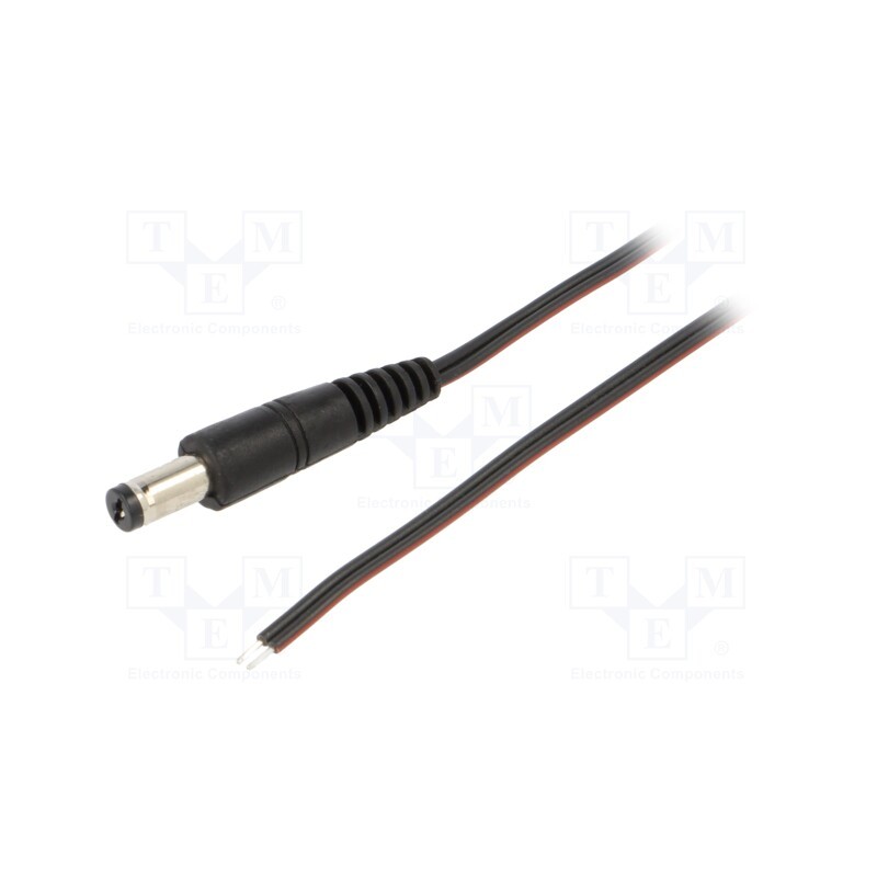 1 pcs x WEST POL - P55-TT-T035-150BK - Cable, 2x0.35mm2, wires,DC 5,5/1,7 plug, straight, black, 1.5m