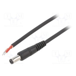 1 pcs x WEST POL - P55-TT-C100-150BK - Cable, 1x1mm2, wires,DC 5,5/1,7 plug, straight, black, 1.5m
