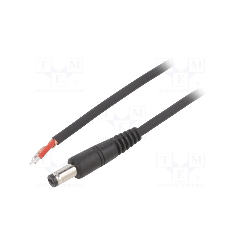 1 pcs x WEST POL - P55-TT-C100-150BK - Cable, 1x1mm2, wires,DC 5,5/1,7 plug, straight, black, 1.5m