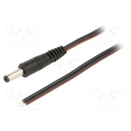 1 pcs x WEST POL - P48-TT-T075-150BK - Cable, 2x0.75mm2, wires,DC 4,8/1,7 plug, straight, black, 1.5m