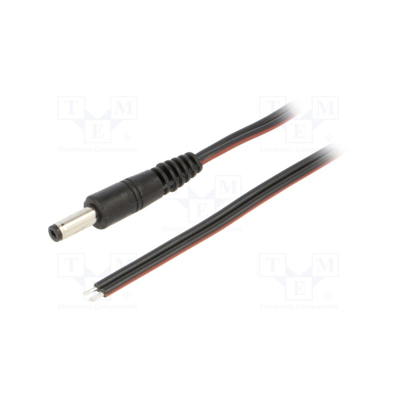 1 pcs x WEST POL - P48-TT-T075-150BK - Cable, 2x0.75mm2, wires,DC 4,8/1,7 plug, straight, black, 1.5m