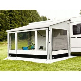 Front wall for mounting a trailer awning 52