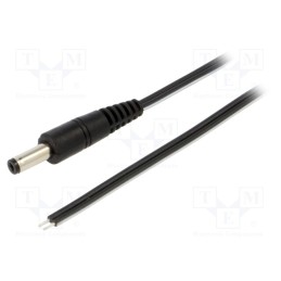 1 pcs x WEST POL - P48-TT-T050-150BK - Cable, 2x0.5mm2, wires,DC 4,8/1,7 plug, straight, black, 1.5m