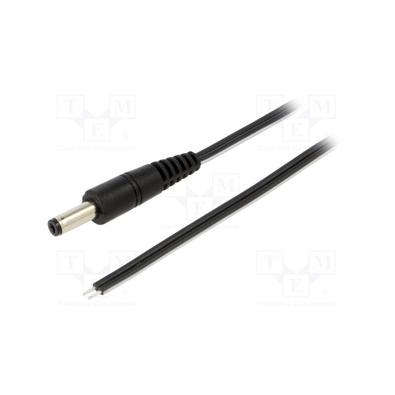 1 pcs x WEST POL - P48-TT-T050-150BK - Cable, 2x0.5mm2, wires,DC 4,8/1,7 plug, straight, black, 1.5m