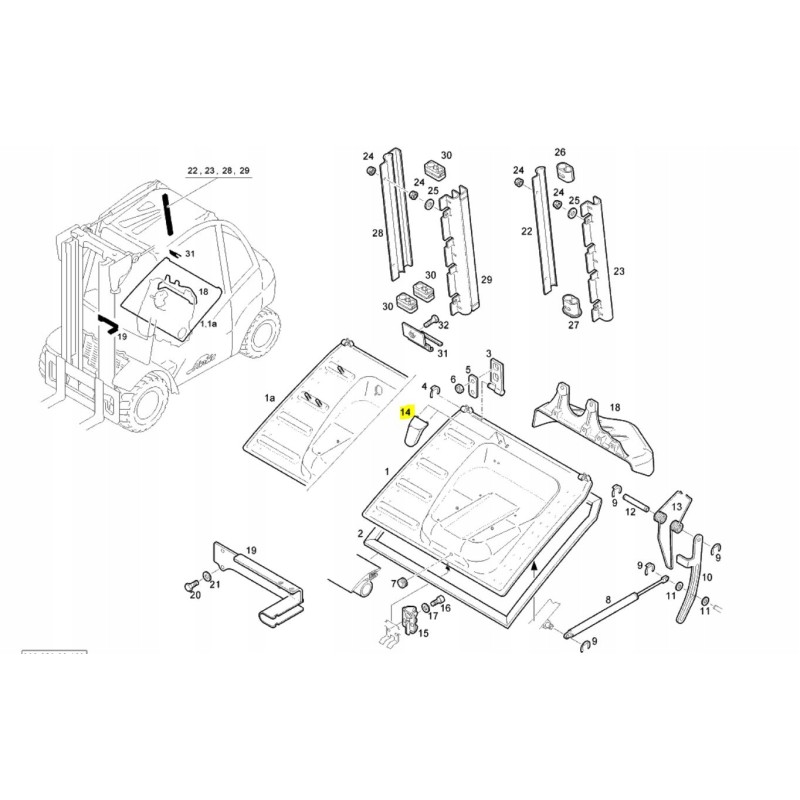 Harness cover on the lid of Linde Evo 3924335614