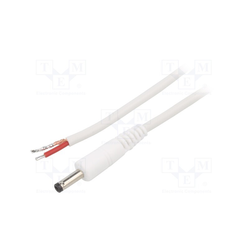 1 pcs x WEST POL - P40-TT-C100-050WH - Cable, 1x1mm2, wires,DC 4,0/1,7 plug, straight, white, 0.5m