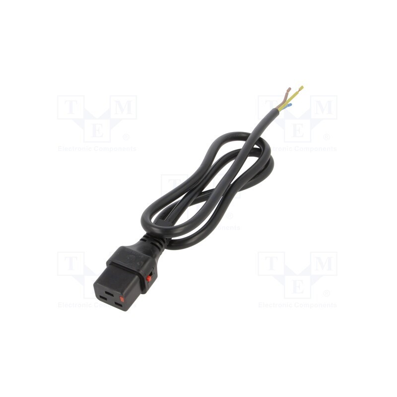 1 pcs x SCHAFFNER - IL19-SE-H05-3150-100 - Cable, IEC C19 female,wires, 1m, with IEC LOCK locking, black
