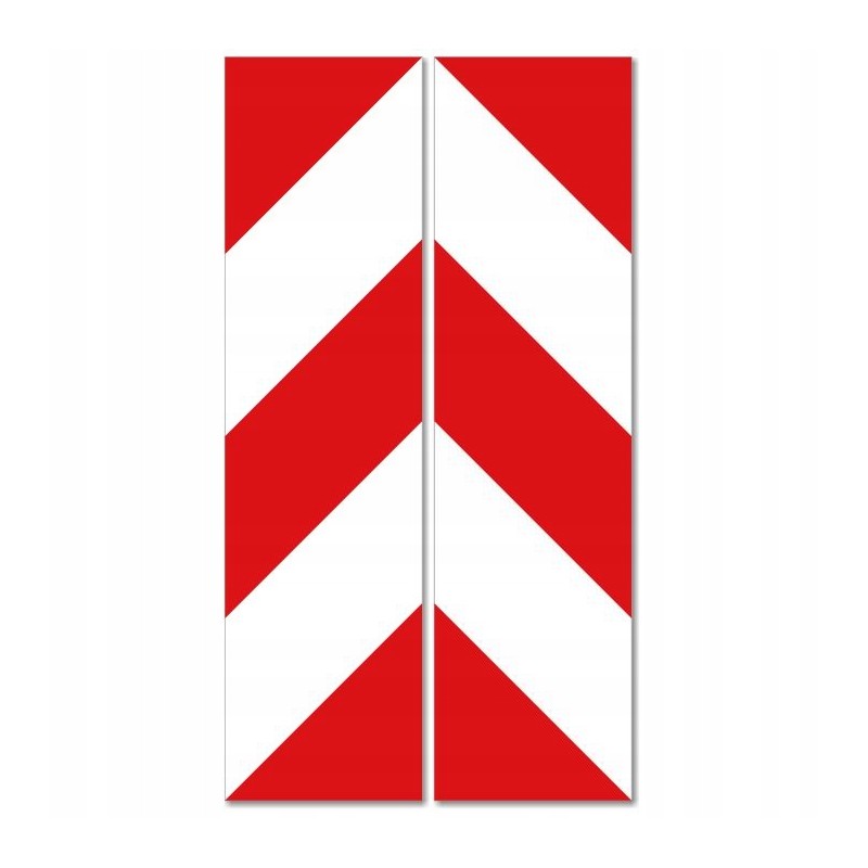 Red and white warning stripes stickers 13x49cm