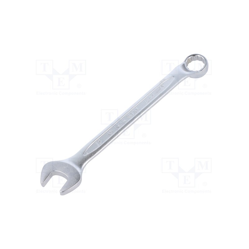 1 pcs x KING TONY - 1063-15 - Wrench, bent,combination spanner, 15mm, Chrom-vanadium steel