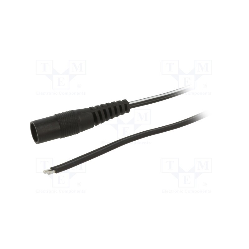 1 pcs x WEST POL - S21-TT-T050-300BK - Cable, 2x0.5mm2, wires,DC 5,5/2,1 socket, straight, black, 3m