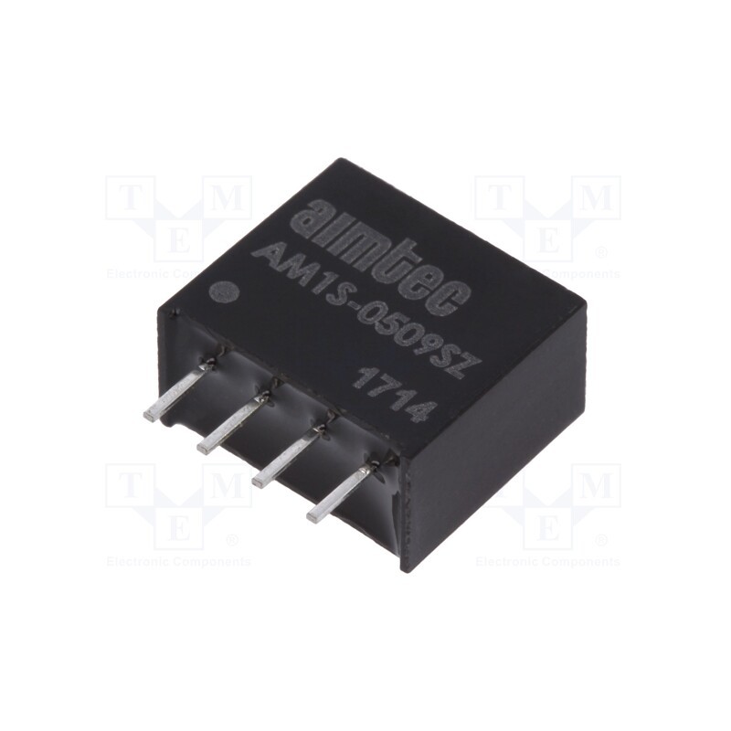 1 pcs x AIMTEC - AM1S-0509SZ - Converter: DC/DC, 1W, Uin: 4.5÷5.5V, Uout: 9VDC, Iout: 111mA, SIP4