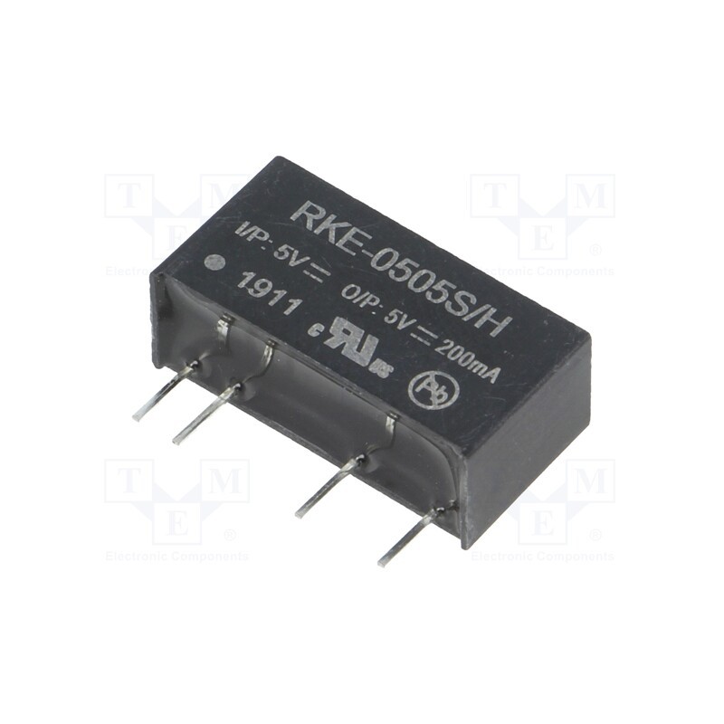 1 pcs x RECOM - RKE-0505S/H - Converter: DC/DC, 1W, Uin: 4.5÷5.5V, Uout: 5VDC, Iout: 200mA, SIP7