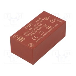 1 pcs x MYRRA - 47221 - Converter: AC/DC, 20W, 85÷265VAC, Usup: 120÷370VDC, Uout: 5VDC, 82%