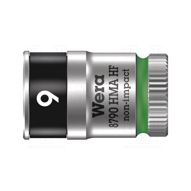 1 pcs x WERA - 5003724001 - Socket, 6-angles,socket spanner, HEX 9mm, 1/4', 23mm, Zyklop