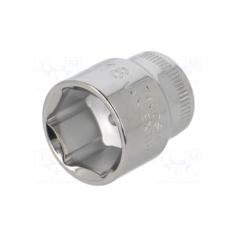 1 pcs x BAHCO - 7400SM-18 - Socket, 6-angles,socket spanner, HEX 18mm, 3/8', 27mm, tool steel