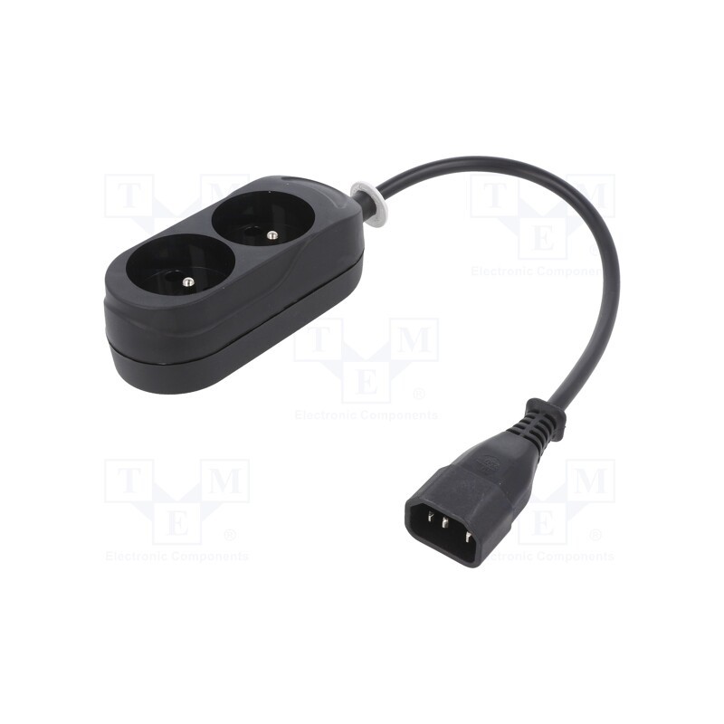 1 pcs x JONEX - WN217-3/07/0.3BK-2 - Cable, 3x1mm2, CEE 7/5 (E) socket,IEC C14 male, PVC, 0.3m, black