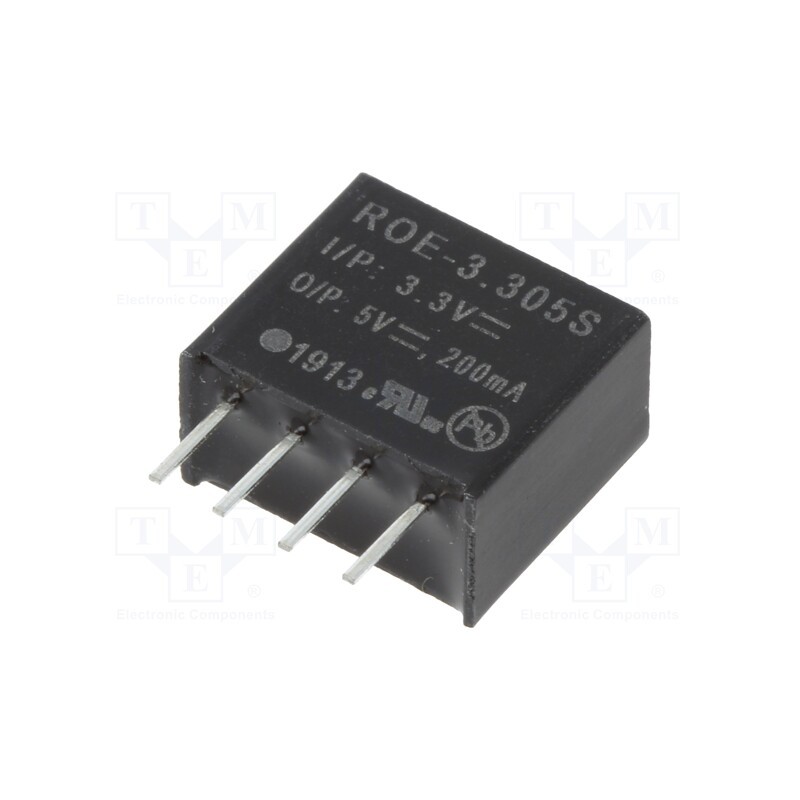 1 pcs x RECOM - ROE-3.305S - Converter: DC/DC, 1W, Uin: 2.97÷2.63V, Uout: 5VDC, Iout: 200mA, SIP4