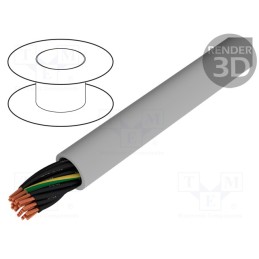 1 m x HELUKABEL - 10109 - Wire, JZ-500, 21G1.5mm2, unshielded, 300V,500V, Cu, stranded, grey