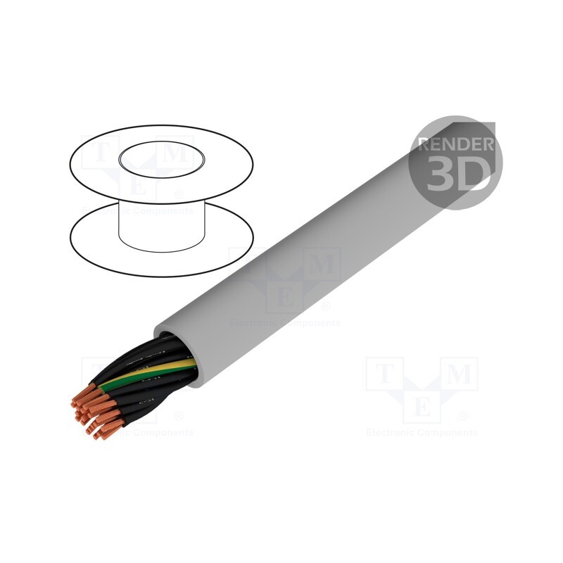 1 m x HELUKABEL - 10109 - Wire, JZ-500, 21G1.5mm2, unshielded, 300V,500V, Cu, stranded, grey