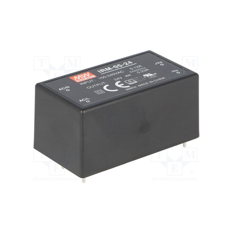 1 pcs x MEAN WELL - IRM-05-24 - Converter: AC/DC, 5.52W, 85÷264VAC, Usup: 120÷370VDC, Uout: 24VDC