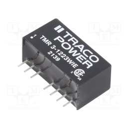 1 pcs x TRACO POWER - TMR 3-1223WIE - Converter: DC/DC, 3W, Uin: 4.5÷18V, Uout: 15VDC, Uout2: -15VDC, SIP8