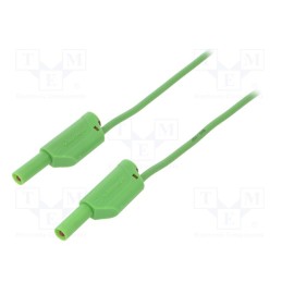 1 pcs x SCHu00dcTZINGER - VSFK 5000 / 1 / 100 / GN - Test lead, 16A, banana plug 4mm,both sides, Len: 1m, green
