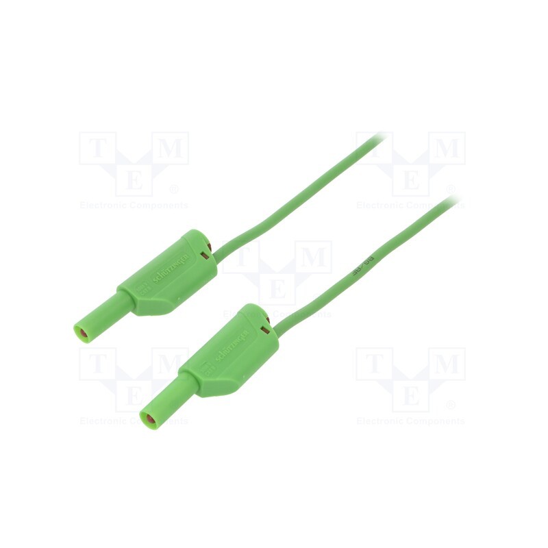 1 pcs x SCHu00dcTZINGER - VSFK 5000 / 1 / 100 / GN - Test lead, 16A, banana plug 4mm,both sides, Len: 1m, green