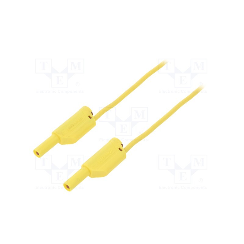 1 pcs x SCHu00dcTZINGER - VSFK 5000 / 1 / 100 / GE - Test lead, 16A, banana plug 4mm,both sides, Len: 1m, yellow