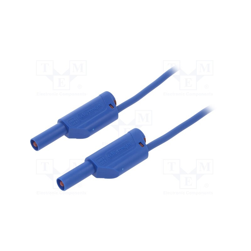 1 pcs x SCHu00dcTZINGER - VSFK 5000 / 1 / 100 / BL - Test lead, 16A, banana plug 4mm,both sides, Len: 1m, blue