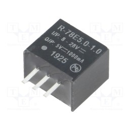 1 pcs x RECOM - R-78E5.0-1.0 - Converter: DC/DC, 5W, Uin: 8÷28V, Uout: 5VDC, Iout: 1A, SIP3, PCB