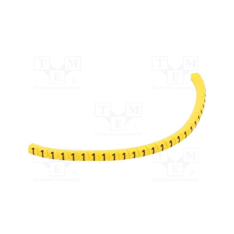 1 pcg x PARTEX - PA-02003PV40.1 - Markers, Marking: 1, 1.3÷3mm, PVC, yellow, -30÷60°C, leaded, PA-02