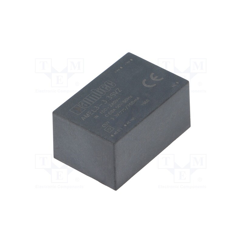 1 pcs x AIMTEC - AMEL3-3.3SVZ - Converter: AC/DC, 2.3W, 85÷264VAC, Usup: 100÷370VDC, Uout: 3.3VDC