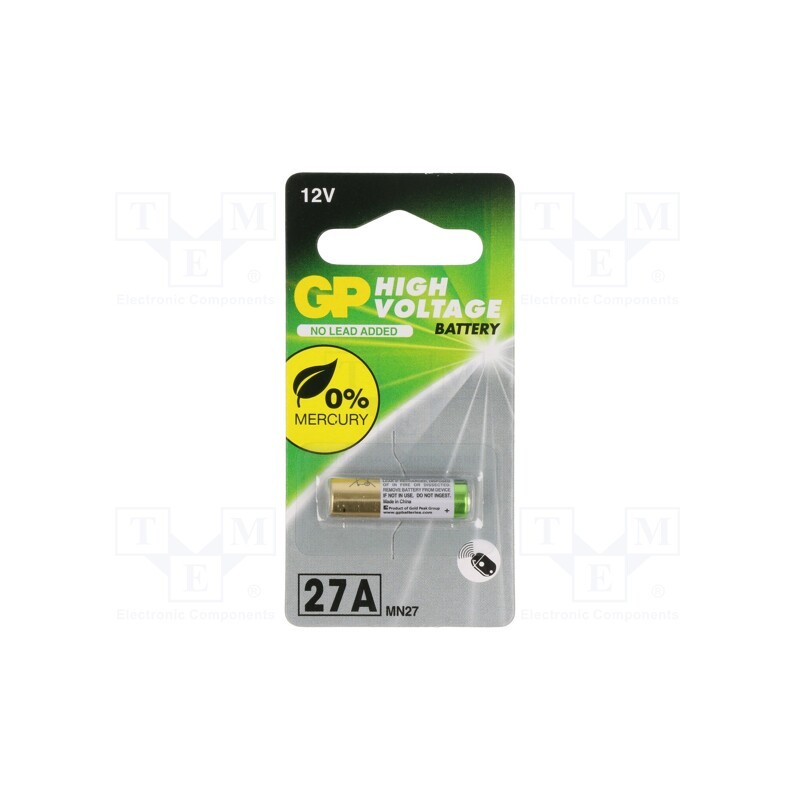 1 pcs x GP - 27AF-U1 - Battery: alkaline, 12V, 27A,8LR50,A27,MN27, non-rechargeable
