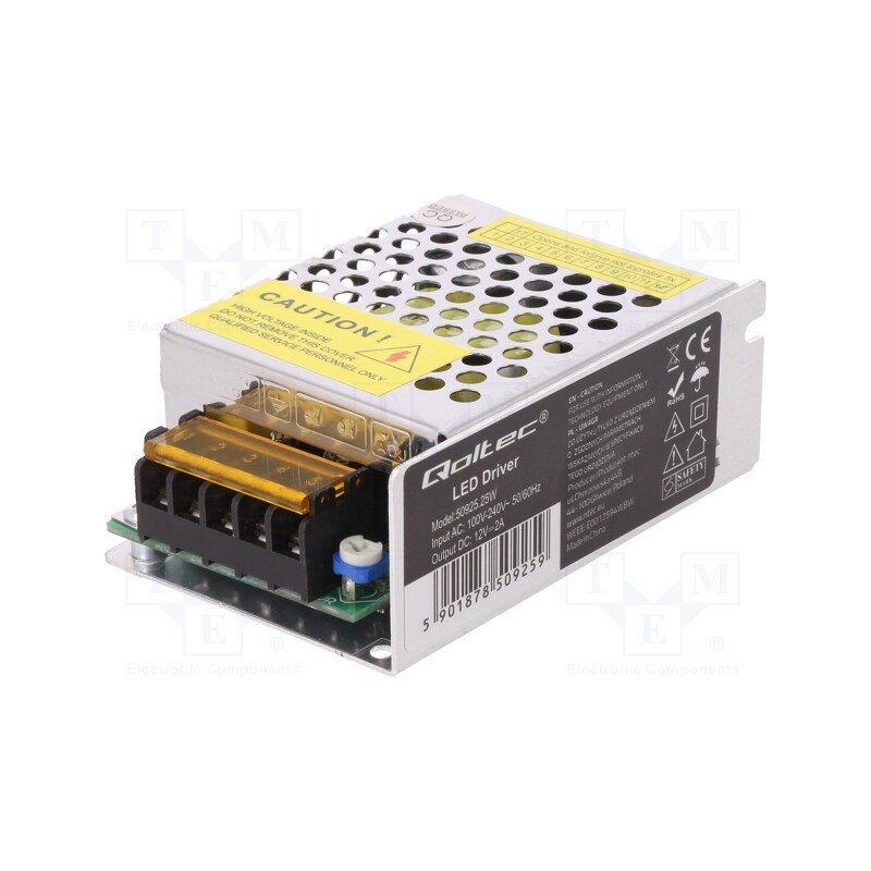 1 pcs x QOLTEC - 50925 - Power supply: switched-mode, for building in, constant voltage