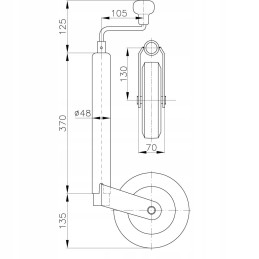 Support wheel, strong, winterhoff rubber, 48mm, 150kg