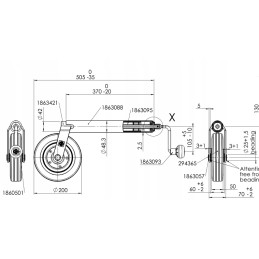 Support wheel, strong, winterhoff rubber, 48mm, 150kg